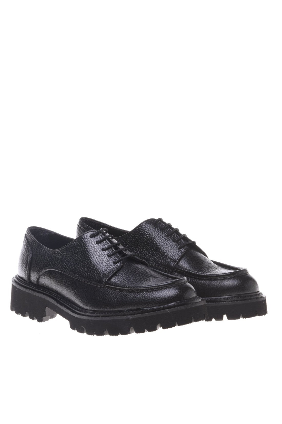 Black tumbled leather Derby shoes