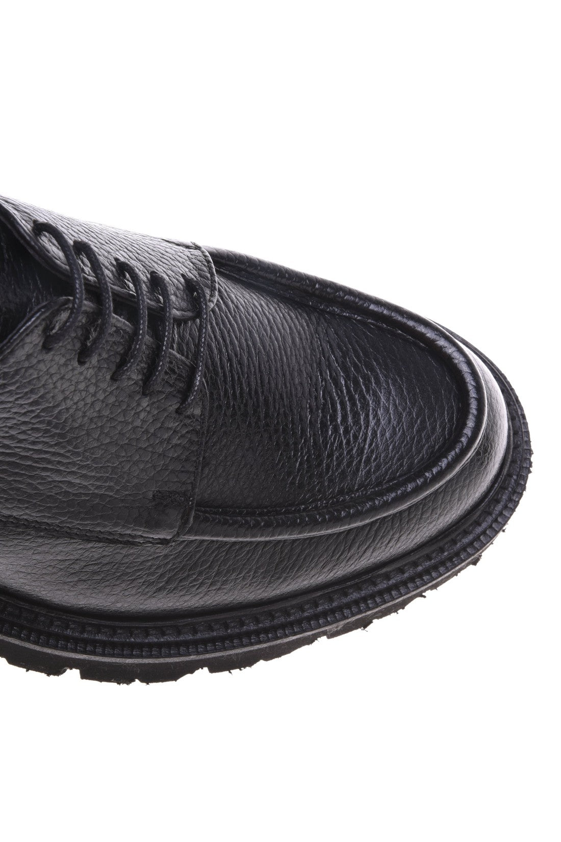 Black tumbled leather Derby shoes