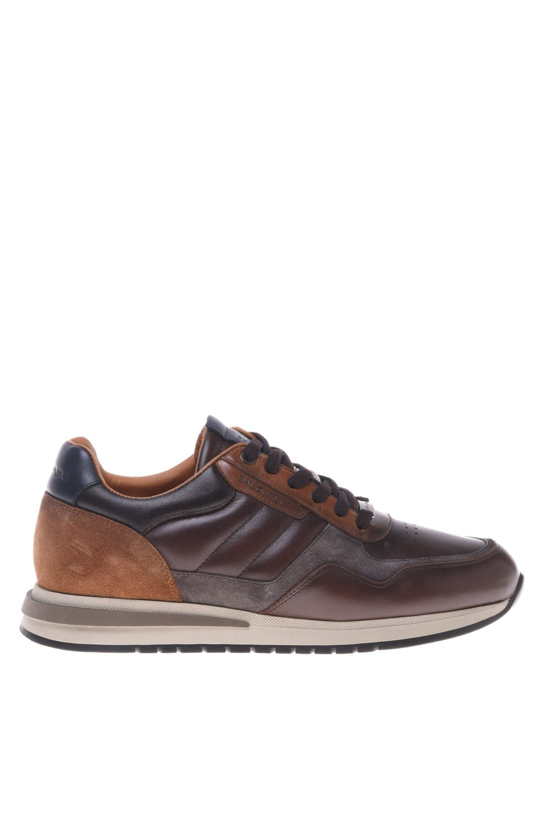 Trainer in brown suede and leather