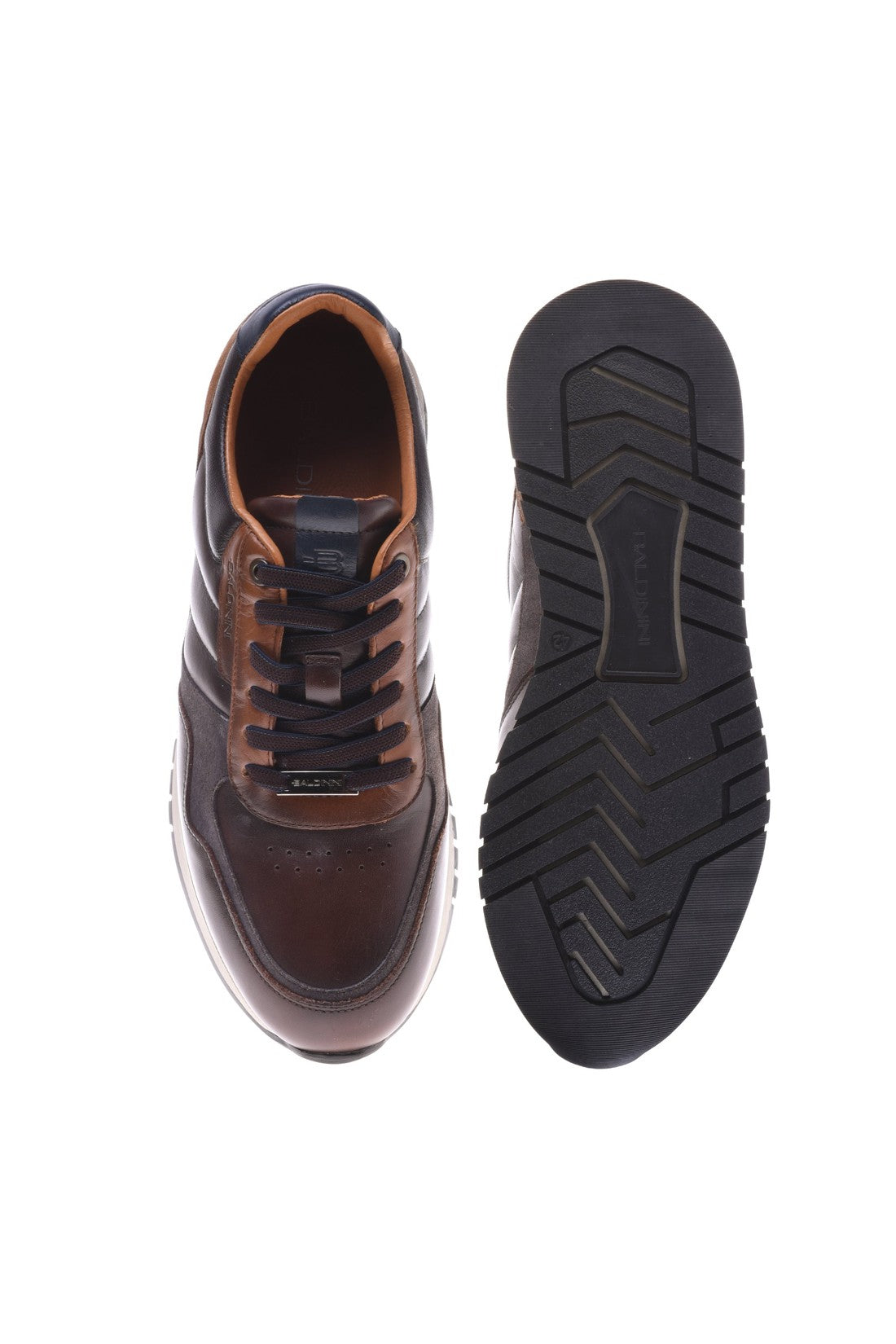 Trainer in brown suede and leather