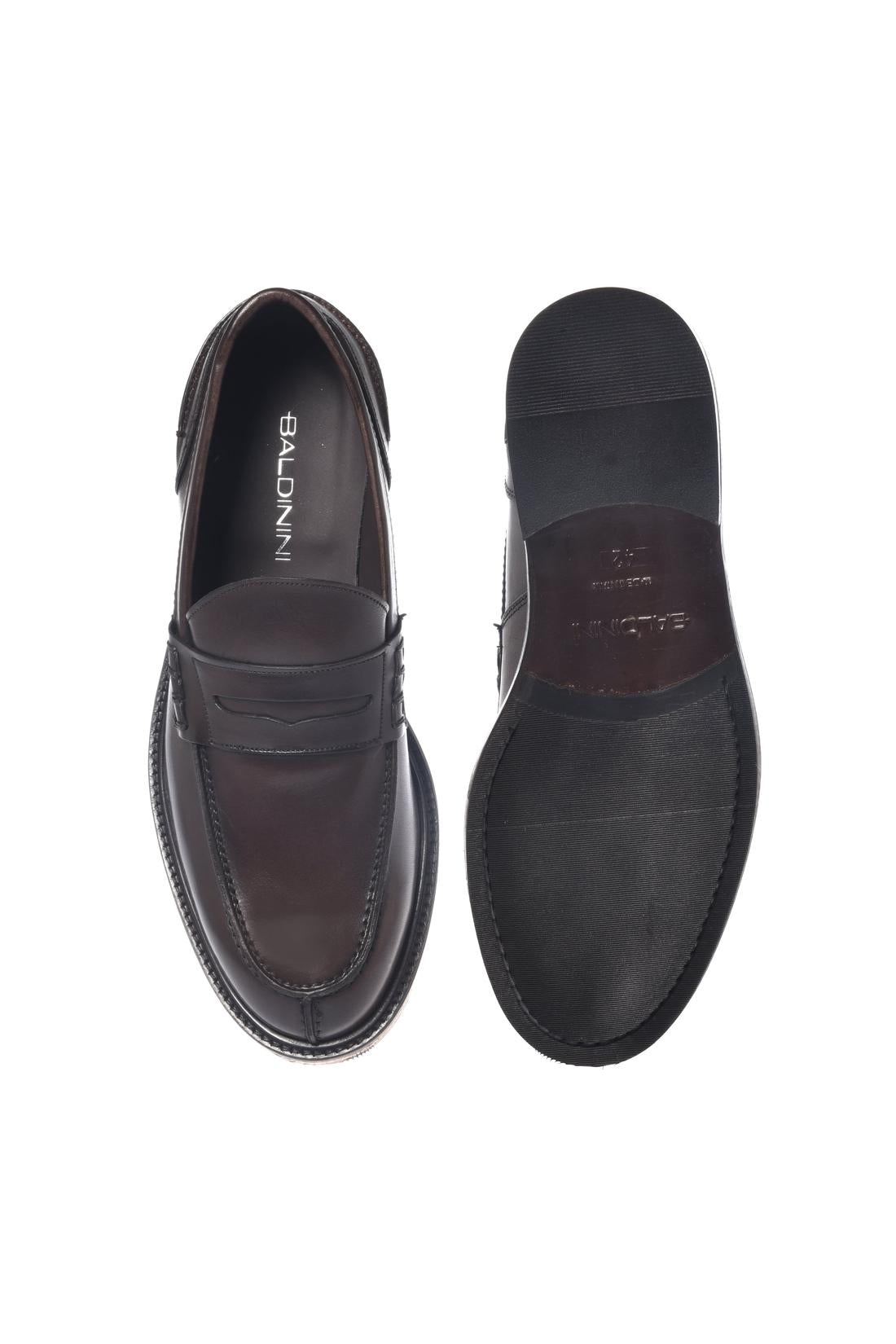 Baldinini-Dark brown leather loafers﻿-Flache Schuhe-Black-Deal-Outlet-by-ARCHIVIST