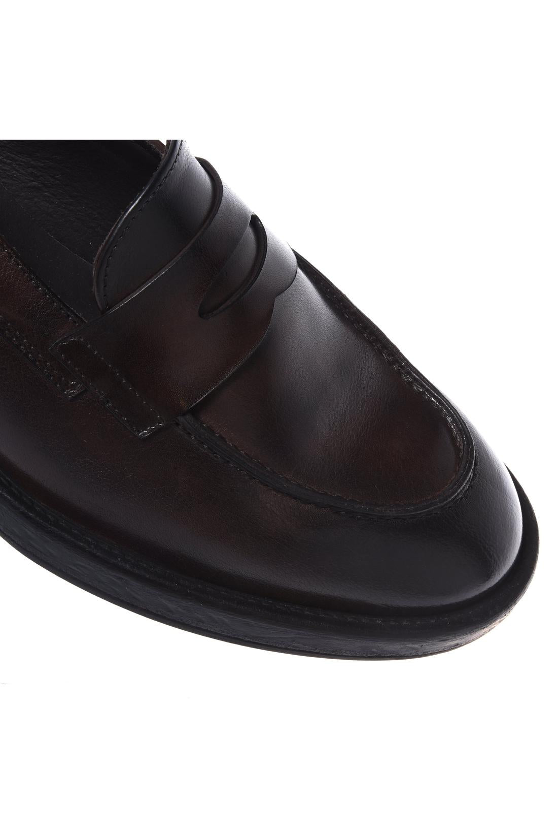 Baldinini-Dark brown aged leather loafers-Flache Schuhe-Black-Deal-Outlet-by-ARCHIVIST