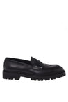 Baldinini-Black leather and tumbled leather loafers-Flache Schuhe-Black-Deal-Outlet-by-ARCHIVIST
