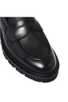 Baldinini-Black leather and tumbled leather loafers-Flache Schuhe-Black-Deal-Outlet-by-ARCHIVIST