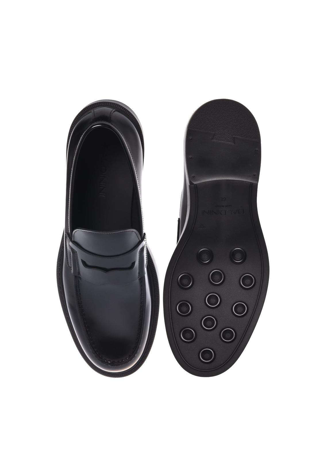 Baldinini-Black brushed leather loafers-Flache Schuhe-Black-Deal-Outlet-by-ARCHIVIST