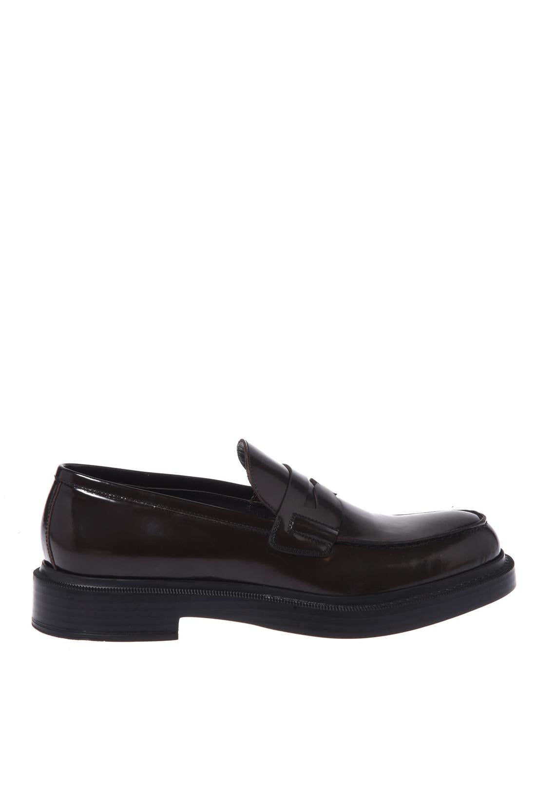Baldinini-Dark brown brushed leather loafers-Flache Schuhe-Black-Deal-Outlet-by-ARCHIVIST