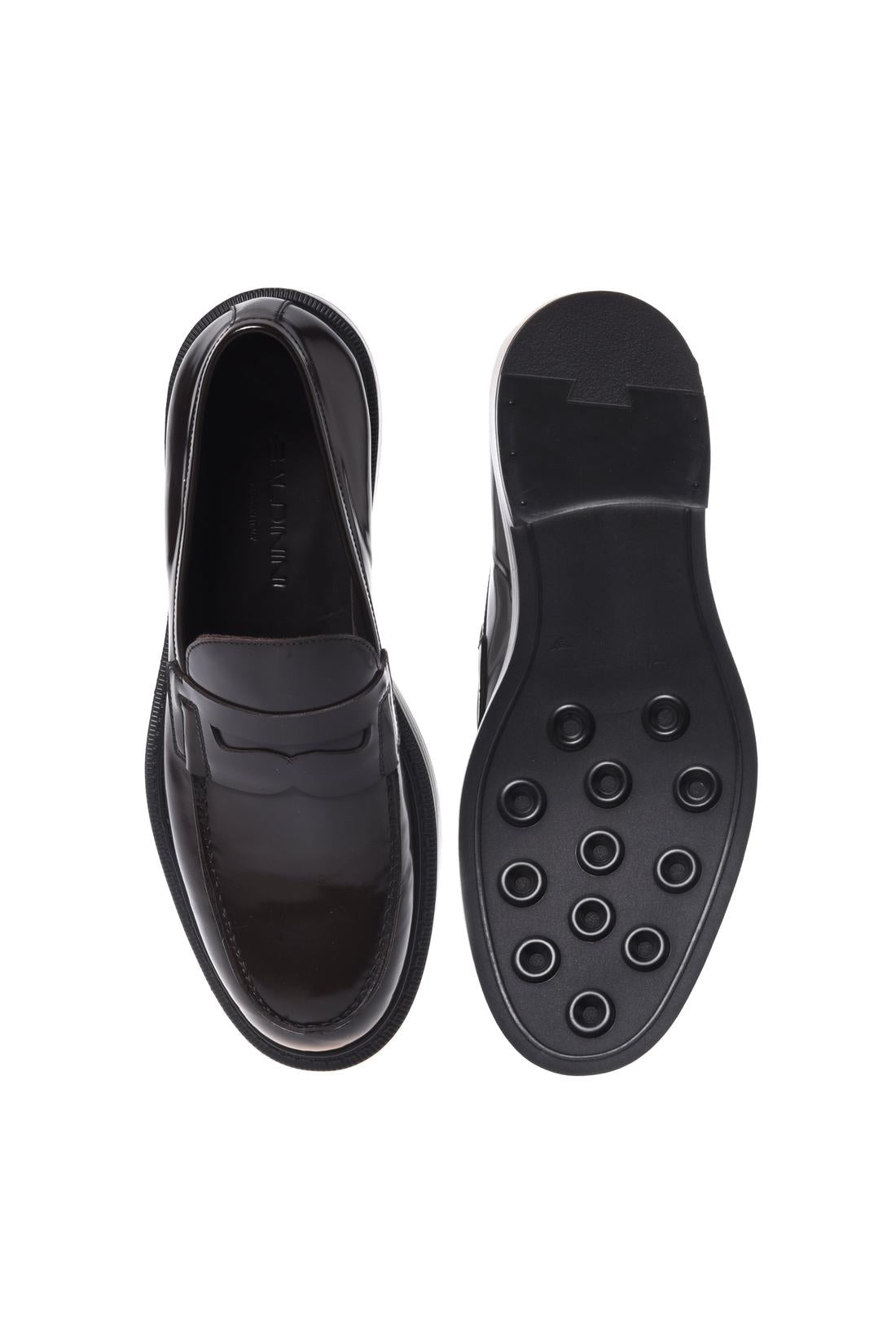 Baldinini-Dark brown brushed leather loafers-Flache Schuhe-Black-Deal-Outlet-by-ARCHIVIST