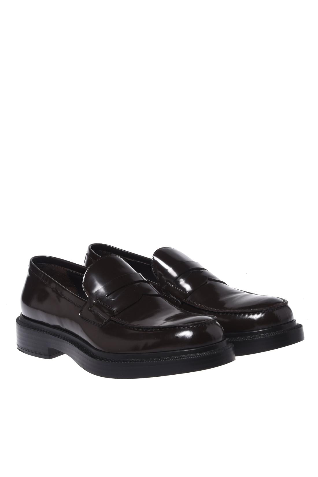 Baldinini-Dark brown brushed leather loafers-Flache Schuhe-Black-Deal-Outlet-by-ARCHIVIST