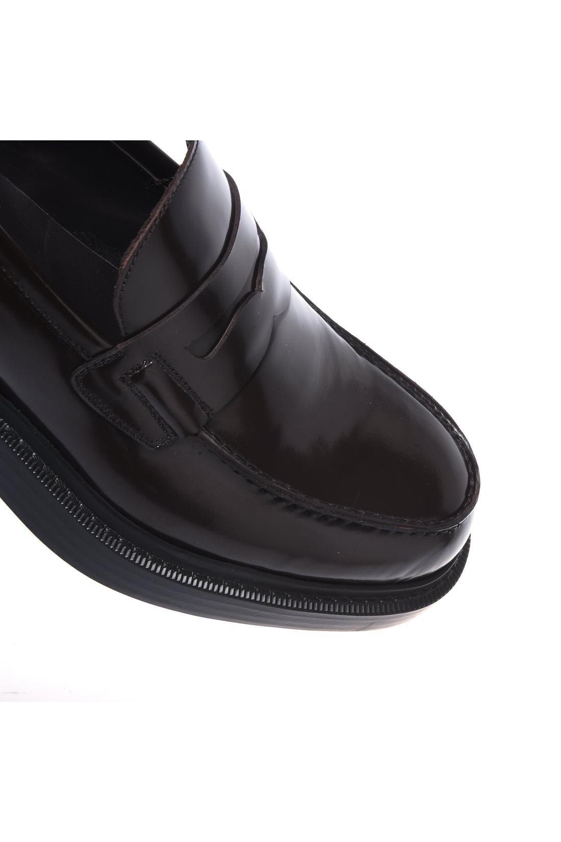 Baldinini-Dark brown brushed leather loafers-Flache Schuhe-Black-Deal-Outlet-by-ARCHIVIST