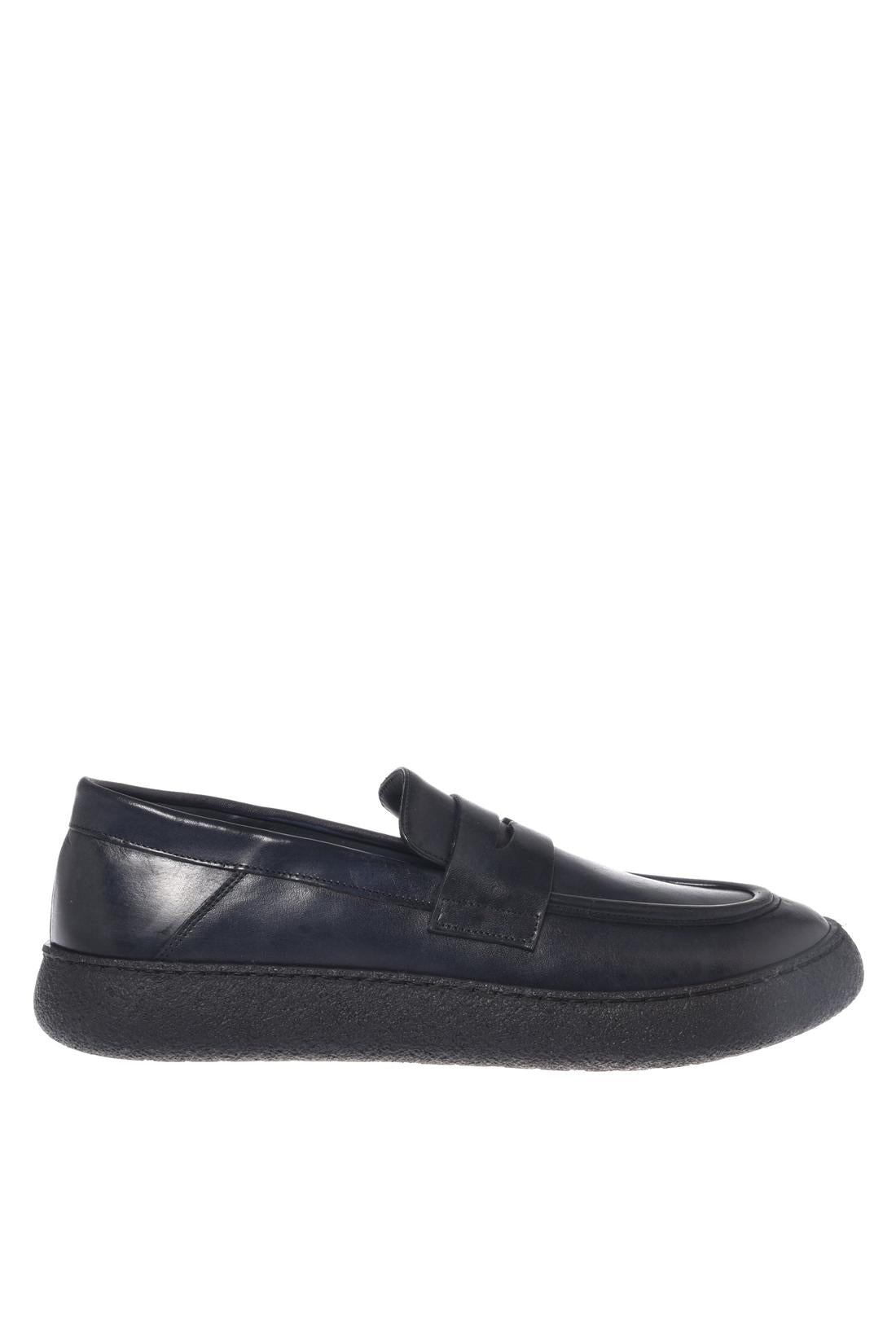 Baldinini-Blue délavé leather loafers-Flache Schuhe-Black-Deal-Outlet-by-ARCHIVIST