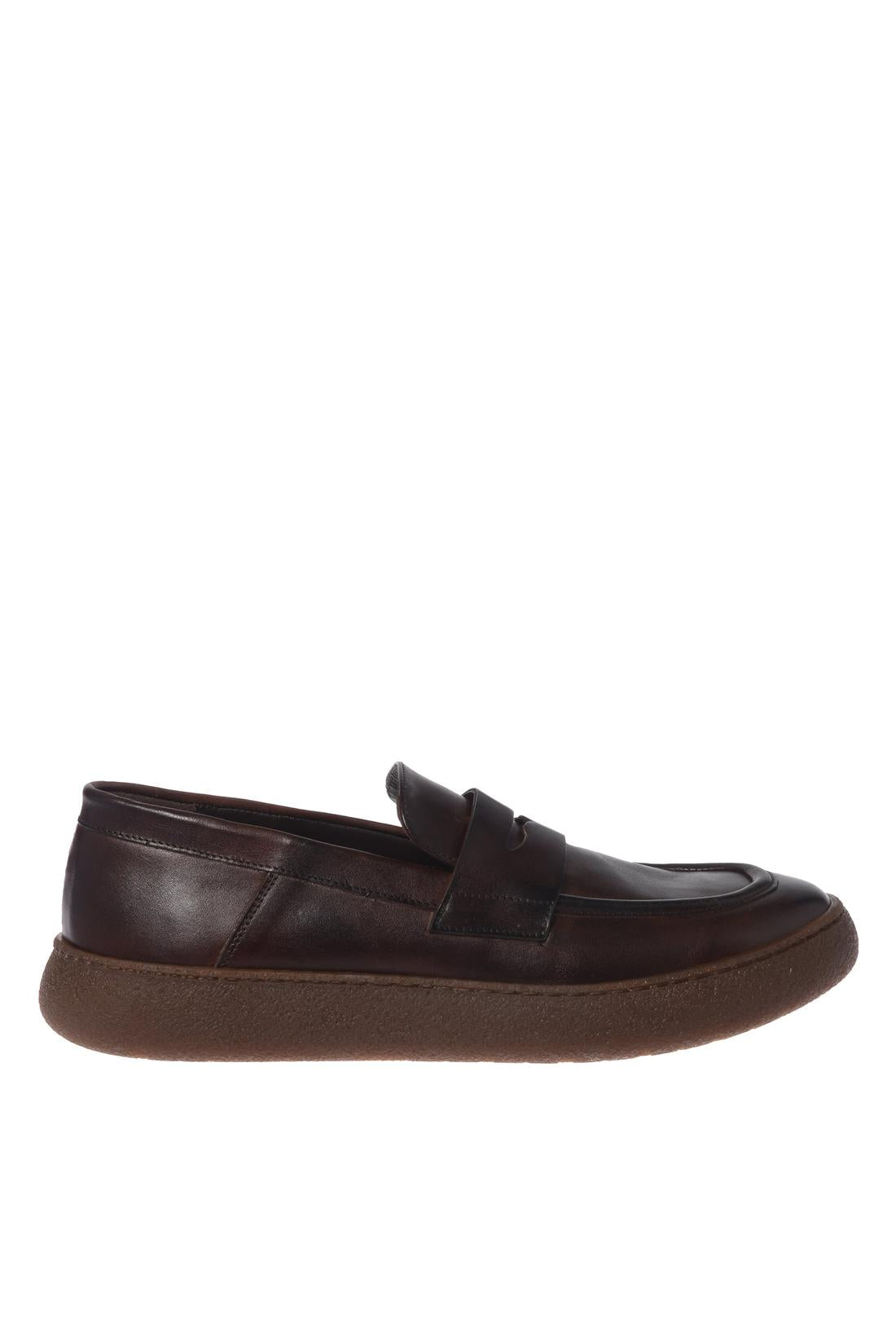 Baldinini-Washed-out dark brown leather loafers-Flache Schuhe-Black-Deal-Outlet-by-ARCHIVIST