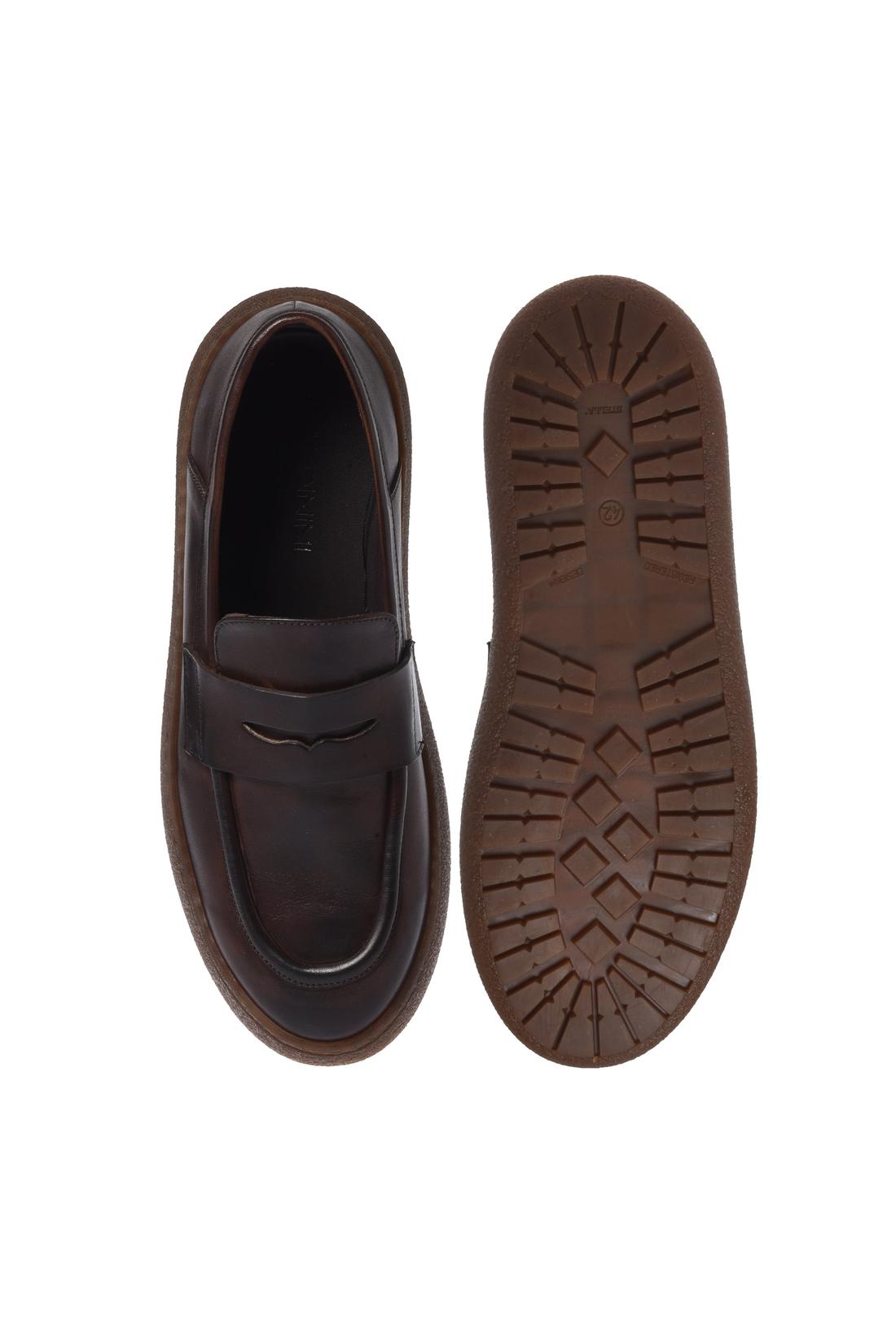 Baldinini-Washed-out dark brown leather loafers-Flache Schuhe-Black-Deal-Outlet-by-ARCHIVIST