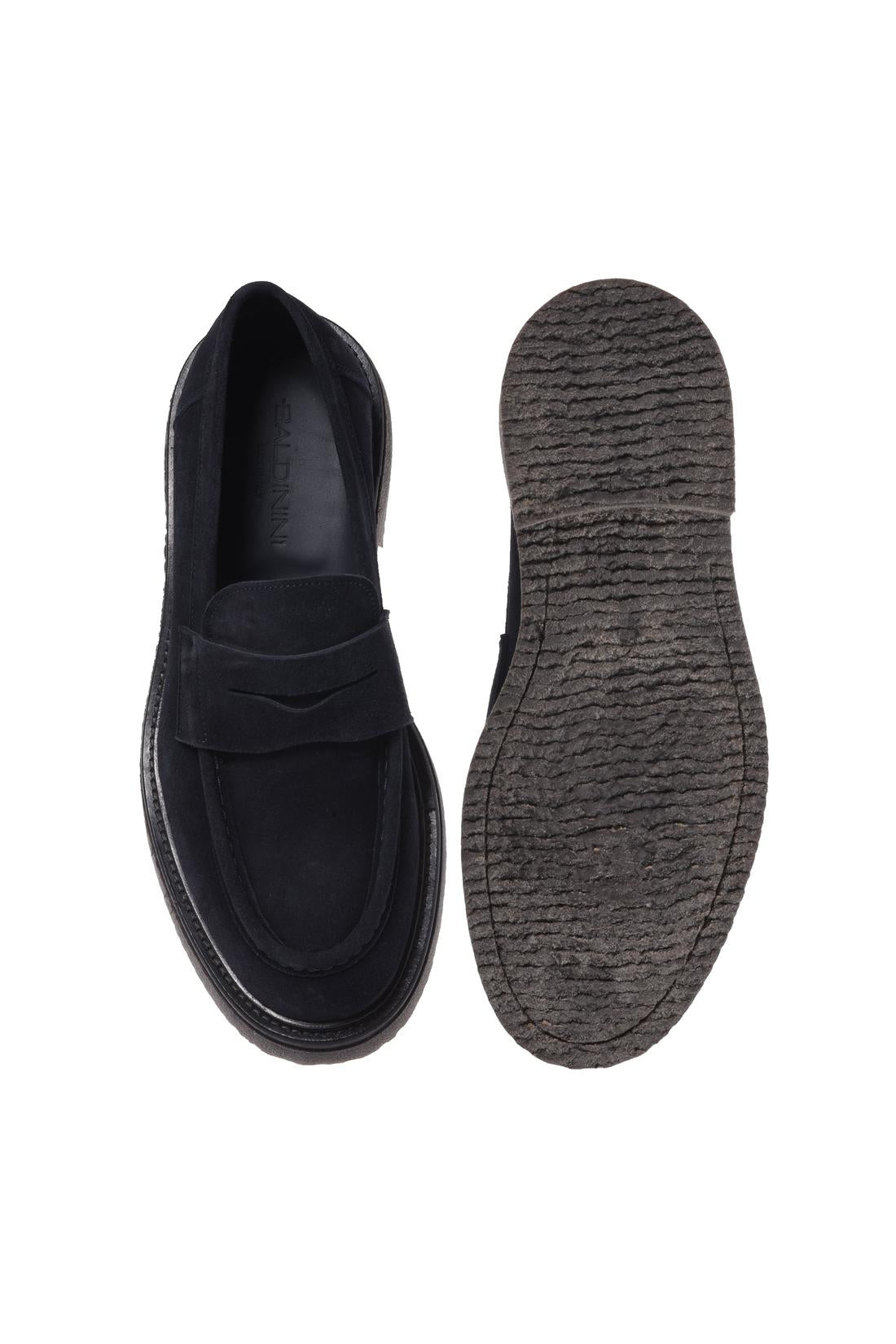 Baldinini-Blue suede leather loafers-Flache Schuhe-Black-Deal-Outlet-by-ARCHIVIST