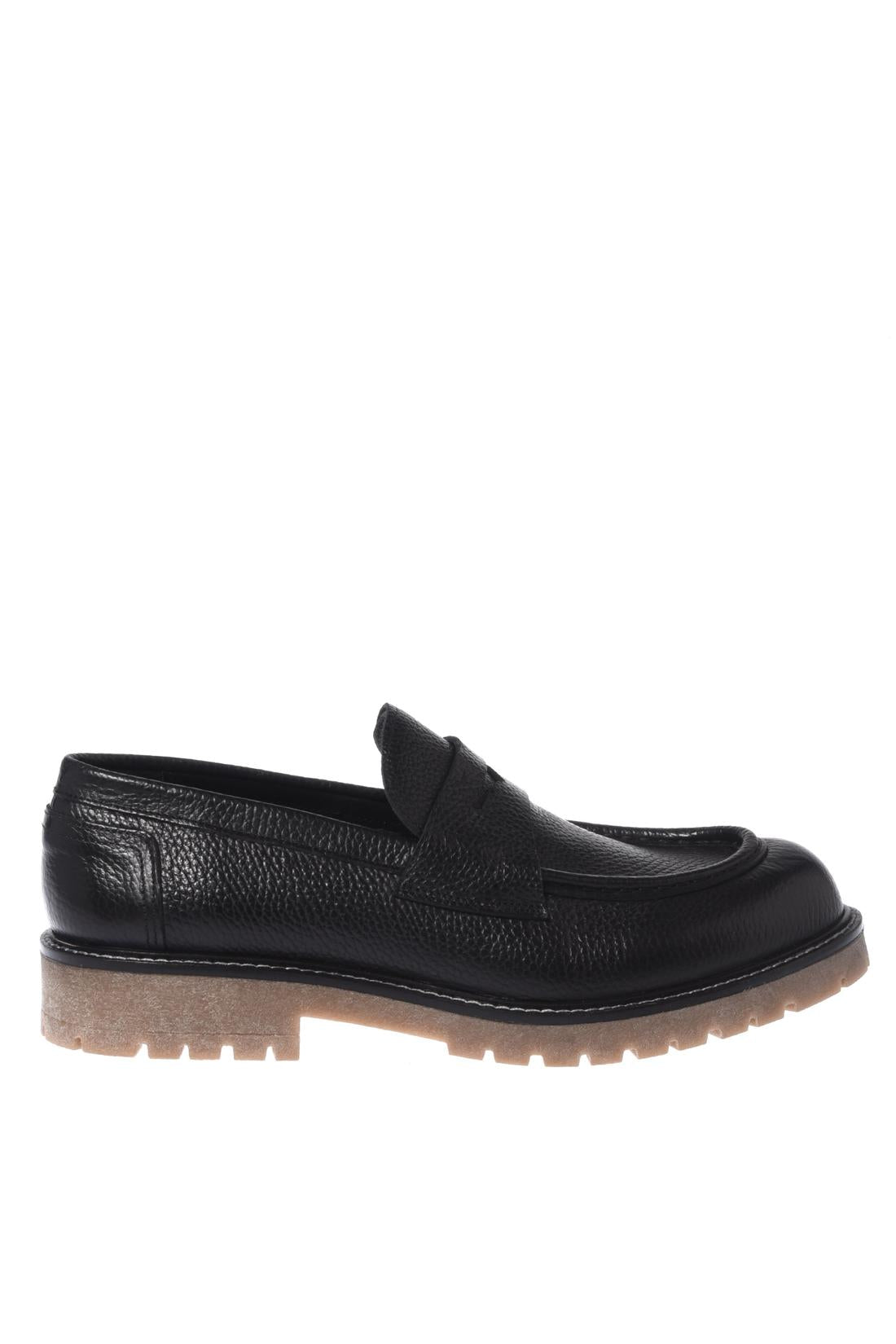 Baldinini-Black tumbled leather loafers-Flache Schuhe-Black-Deal-Outlet-by-ARCHIVIST