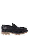 Baldinini-Black tumbled leather loafers-Flache Schuhe-Black-Deal-Outlet-by-ARCHIVIST