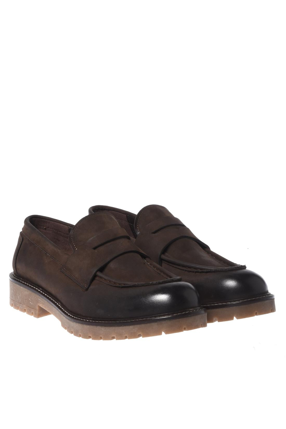 Baldinini-Dark brown nubuck loafers-Flache Schuhe-Black-Deal-Outlet-by-ARCHIVIST