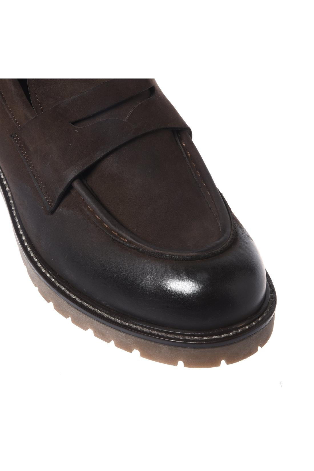 Baldinini-Dark brown nubuck loafers-Flache Schuhe-Black-Deal-Outlet-by-ARCHIVIST