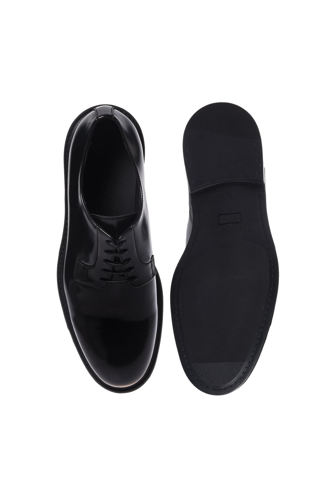 Baldinini-Black brushed leather lace-ups-Flache Schuhe-Black-Deal-Outlet-by-ARCHIVIST