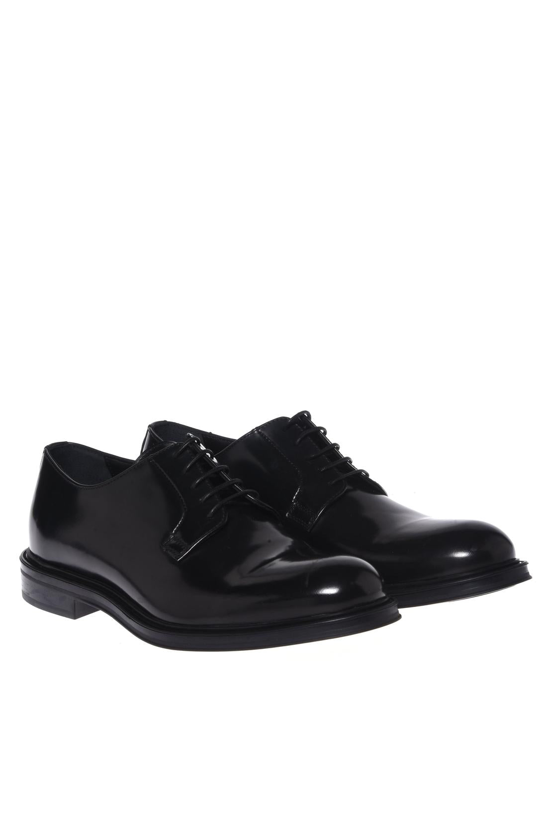 Baldinini-Black brushed leather lace-ups-Flache Schuhe-Black-Deal-Outlet-by-ARCHIVIST