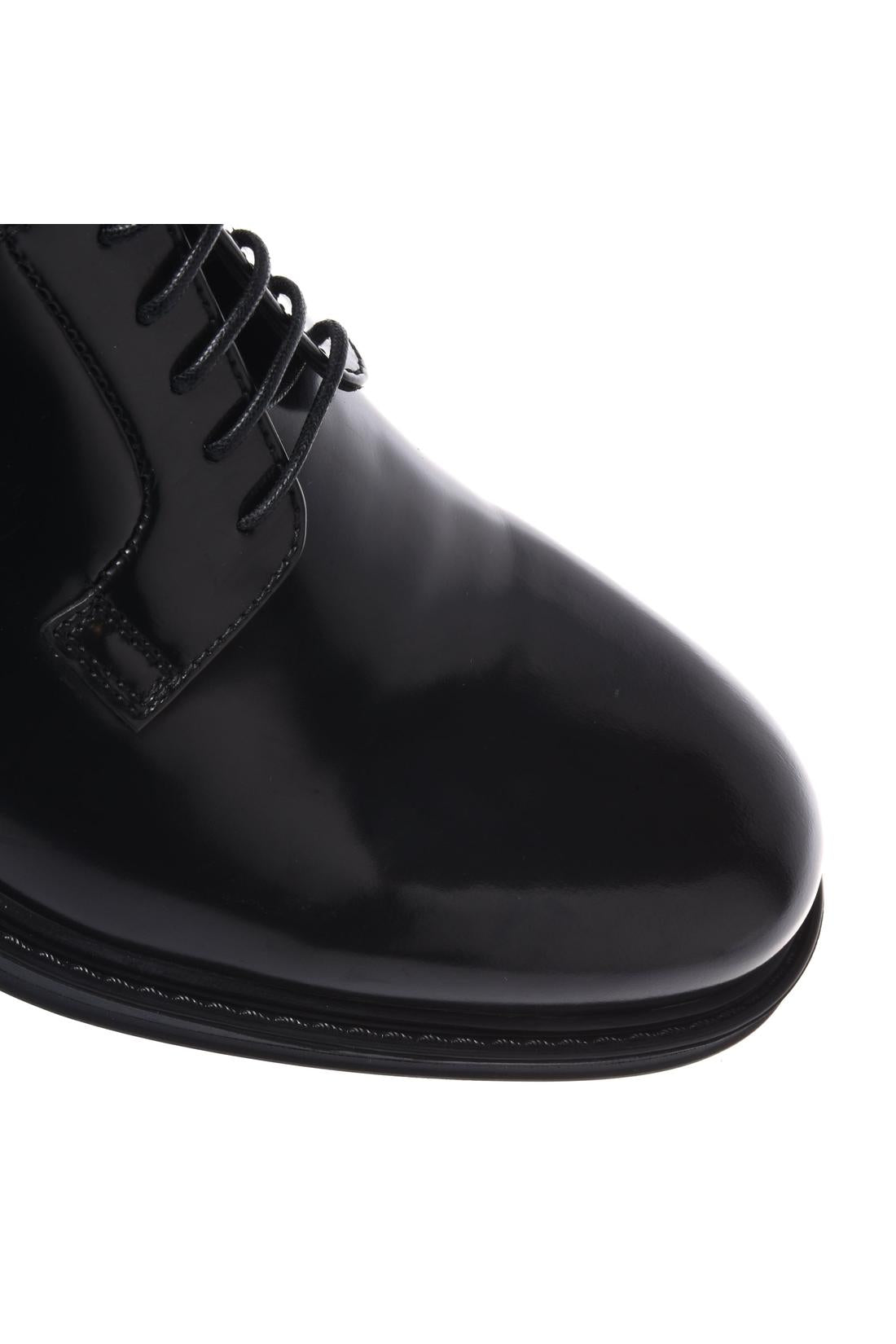 Baldinini-Black brushed leather lace-ups-Flache Schuhe-Black-Deal-Outlet-by-ARCHIVIST