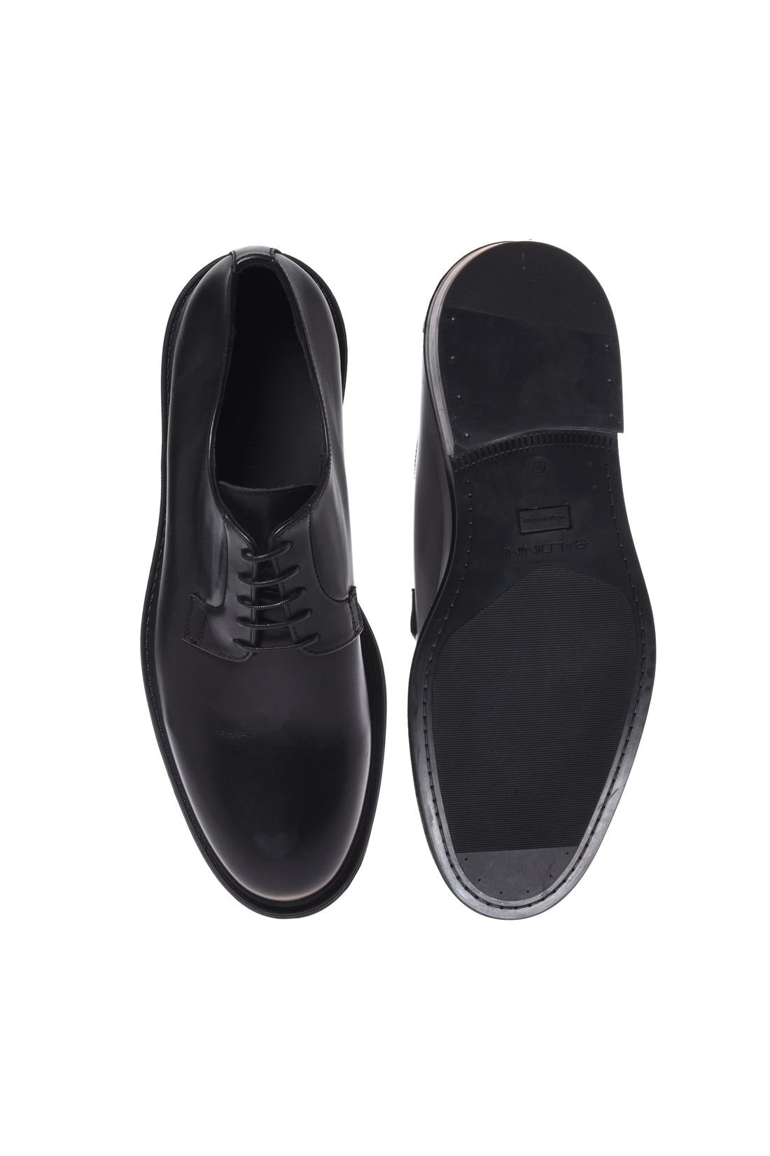 Black leather lace-up shoes