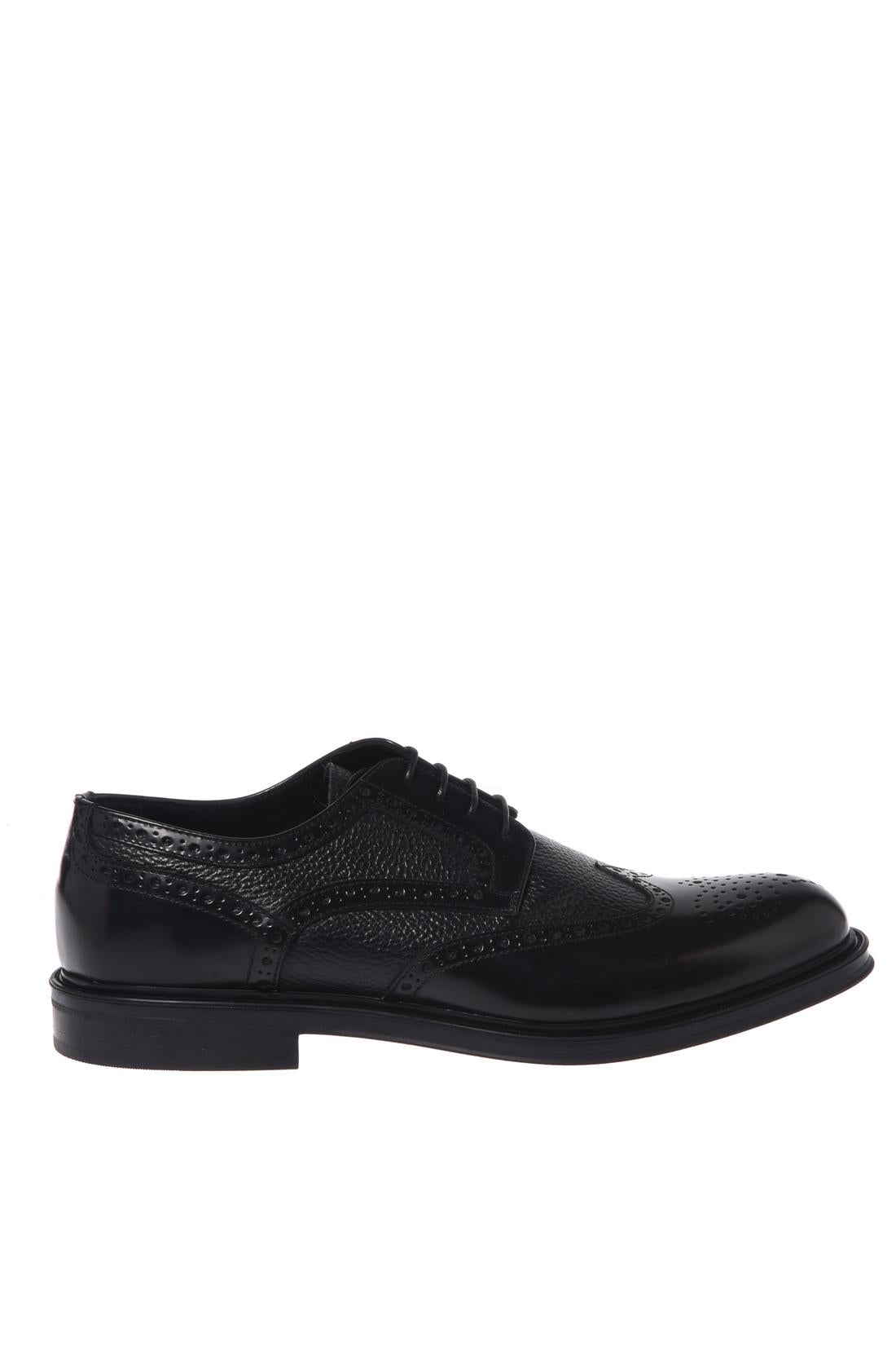 Black brushed and tumbled leather lace-up shoes-Baldinini-OUTLET-39-NERO-ARCHIVIST-ARCHIVE-SALE