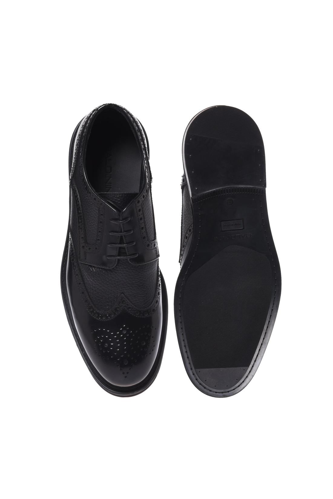 Black brushed and tumbled leather lace-up shoes-Baldinini-OUTLET-ARCHIVIST-ARCHIVE-SALE