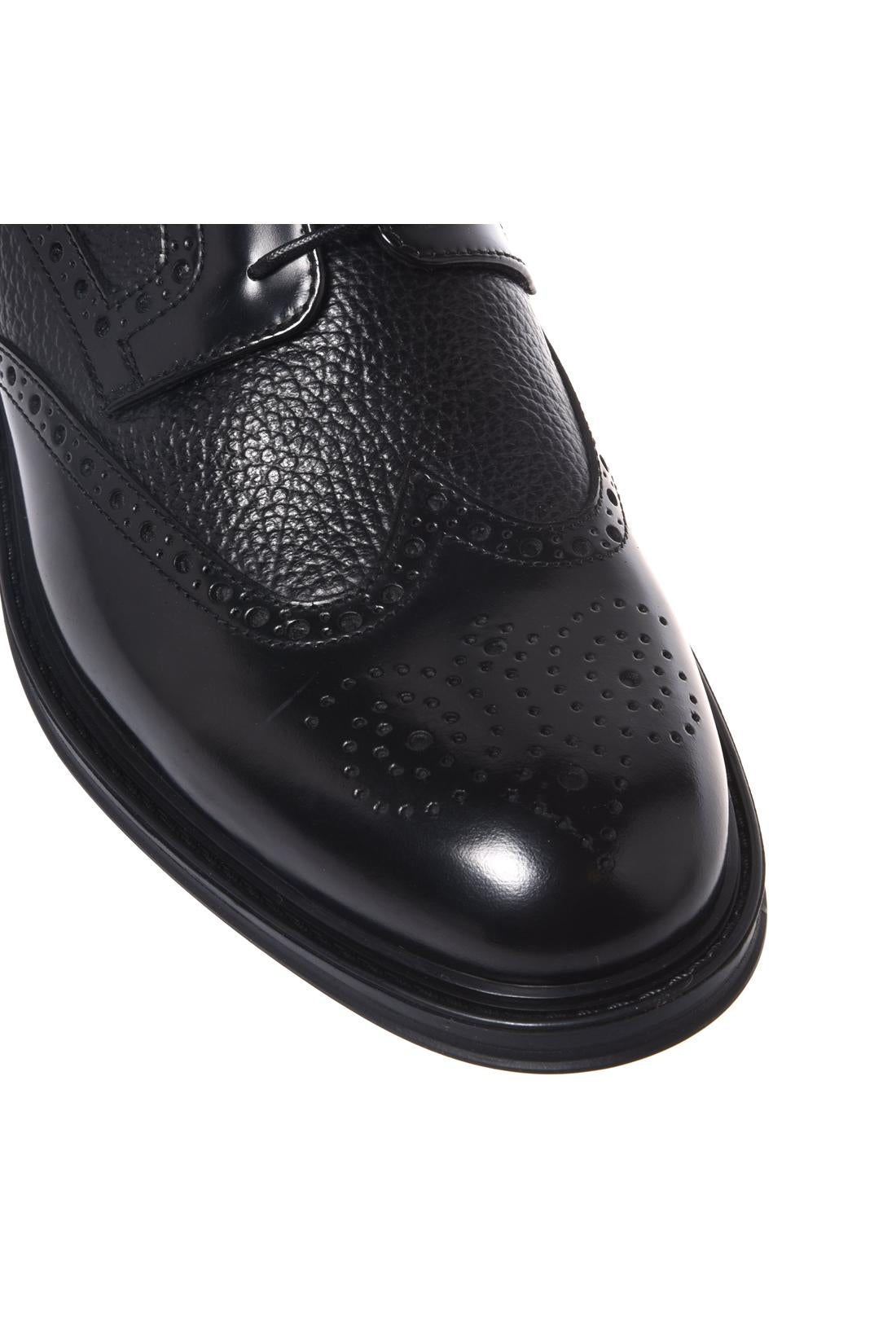 Black brushed and tumbled leather lace-up shoes-Baldinini-OUTLET-ARCHIVIST-ARCHIVE-SALE