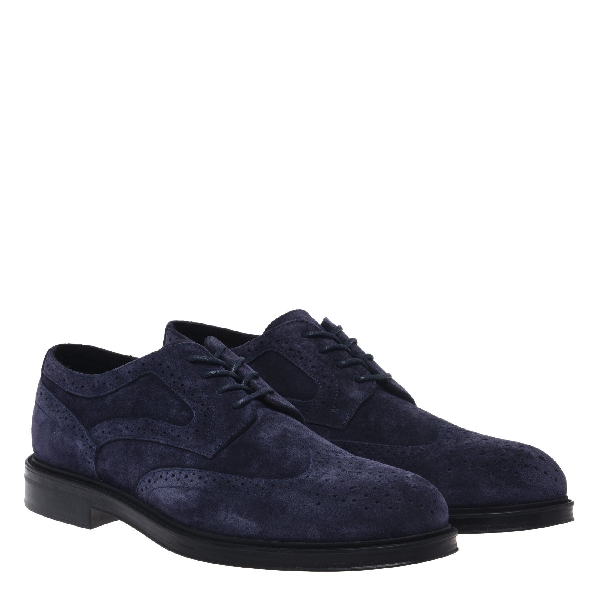 Lace-up in suede blue-Baldinini-OUTLET-ARCHIVIST-ARCHIVE-SALE