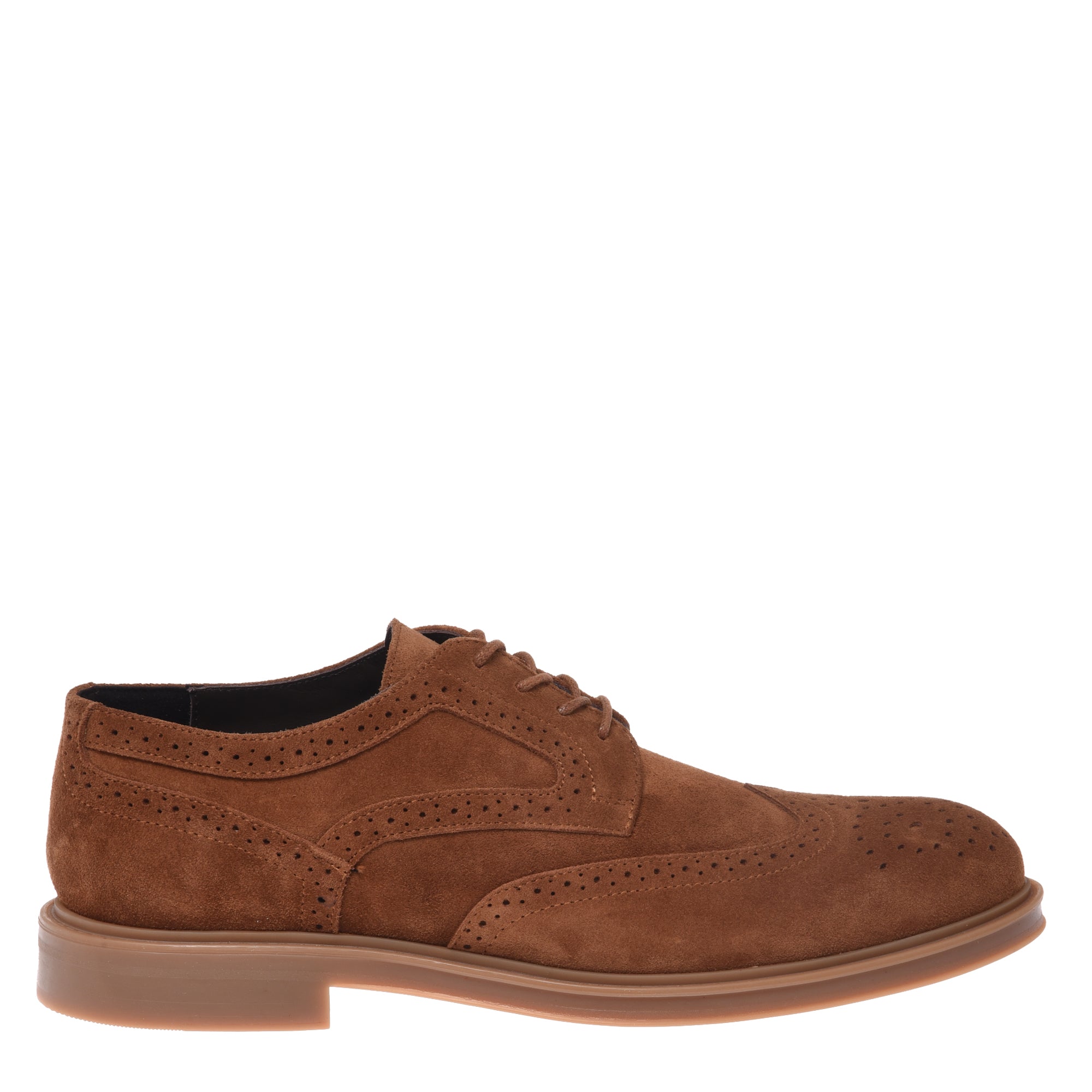 Lace-up in suede tan-Baldinini-OUTLET-46-CUOIO-ARCHIVIST-ARCHIVE-SALE