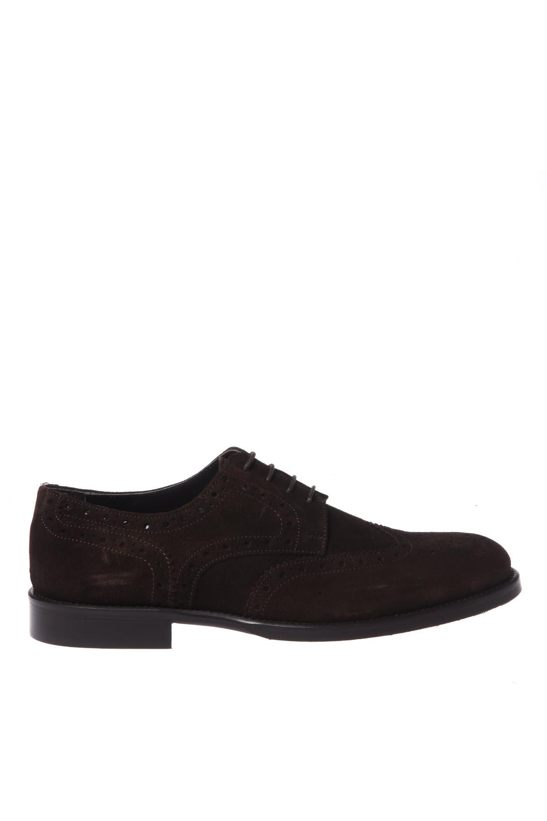 Baldinini-Dark brown suede leather lace-ups-Flache Schuhe-Black-Deal-Outlet-by-ARCHIVIST