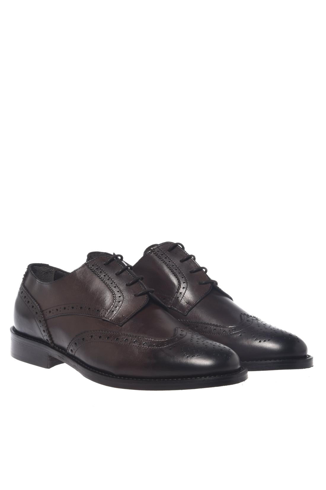 Baldinini-Dark brown leather lace-up shoes-Flache Schuhe-Black-Deal-Outlet-by-ARCHIVIST