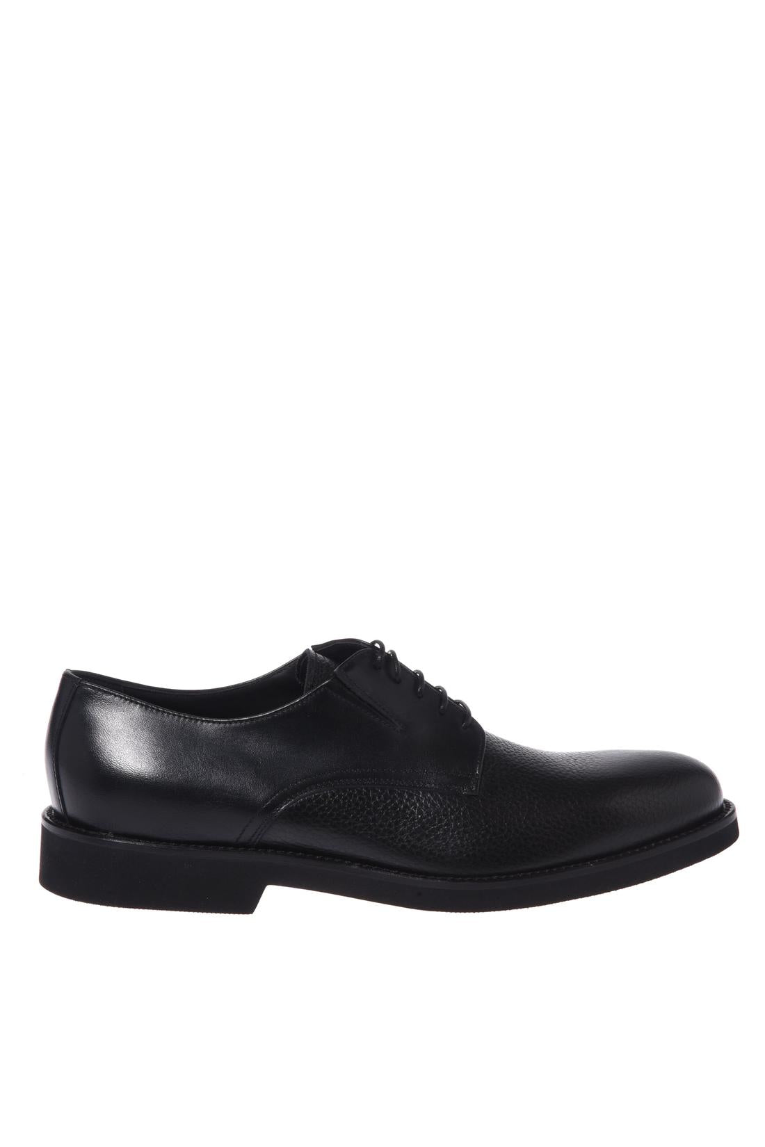 Baldinini-Black tumbled leather and leather lace-ups-Black-Deal-Outlet-by-ARCHIVIST