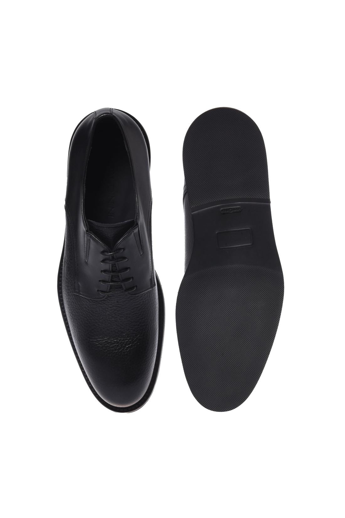 Baldinini-Black tumbled leather and leather lace-ups-Flache Schuhe-Black-Deal-Outlet-by-ARCHIVIST
