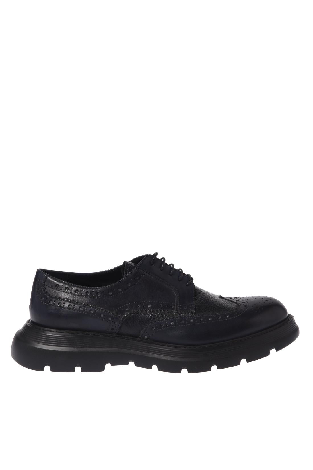 Baldinini-Washed-out black leather and tumbled leather loafers-Flache Schuhe-Black-Deal-Outlet-by-ARCHIVIST