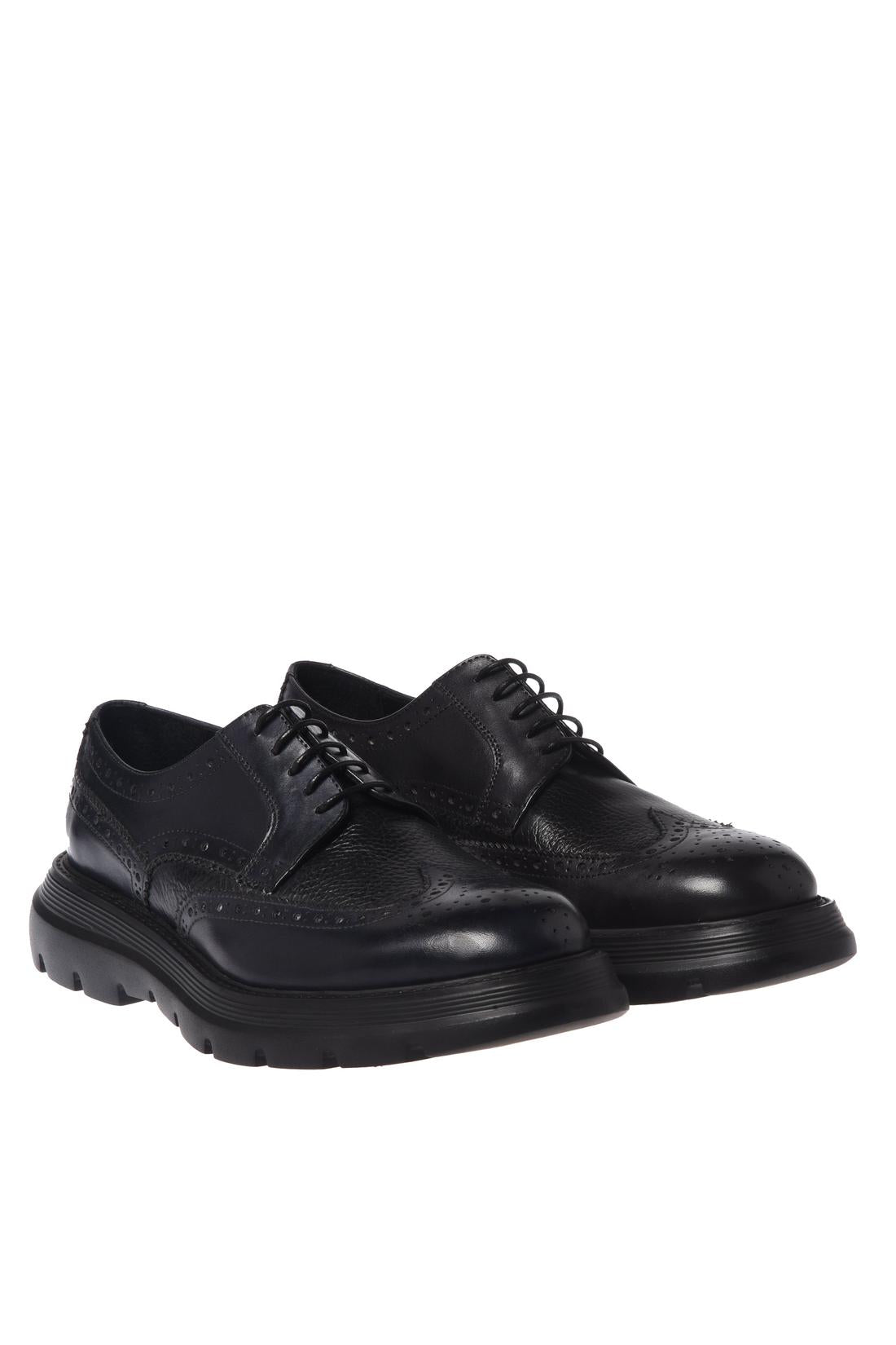 Baldinini-Washed-out black leather and tumbled leather loafers-Flache Schuhe-Black-Deal-Outlet-by-ARCHIVIST