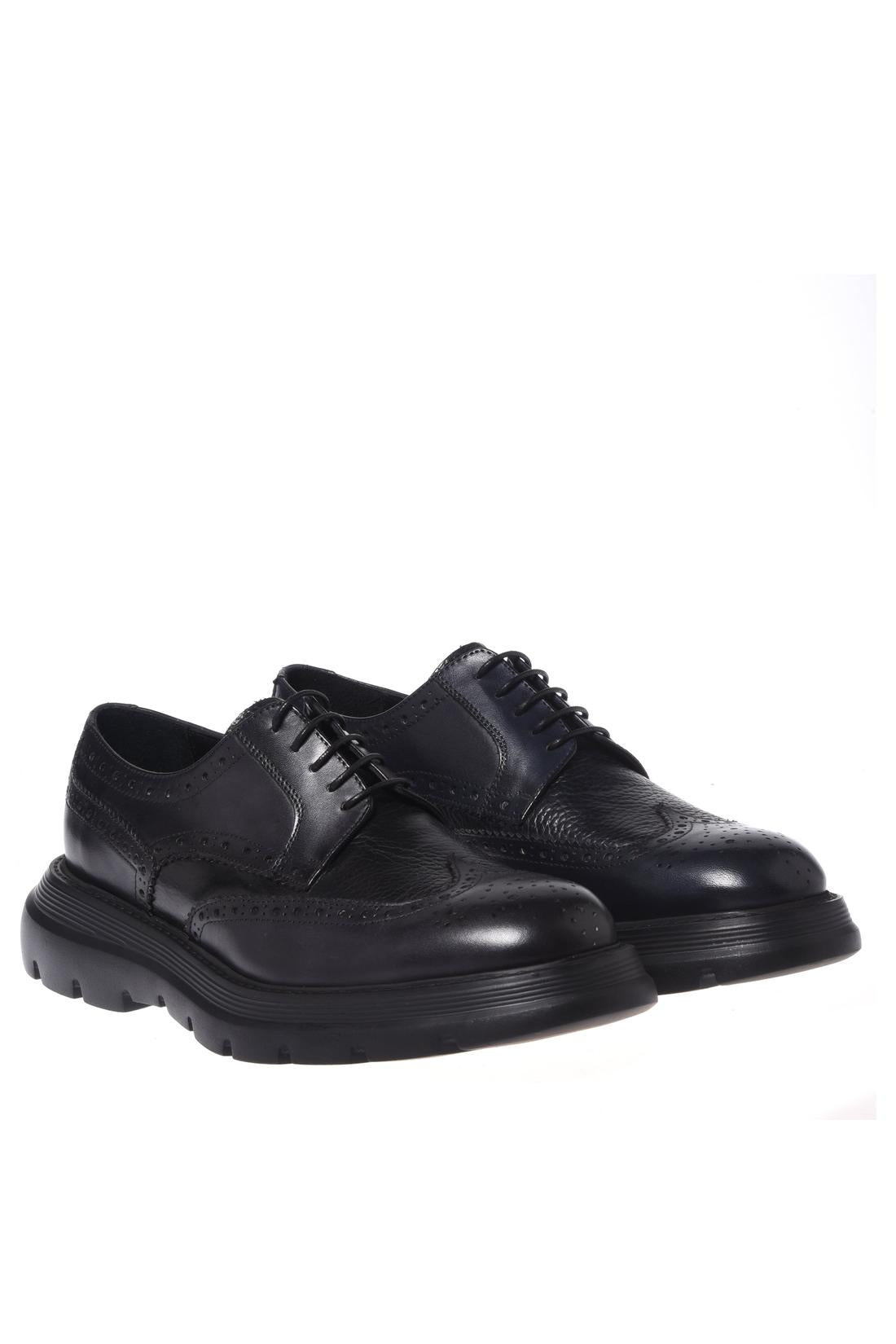 Baldinini-Washed-out blue leather and tumbled leather loafers-Flache Schuhe-Black-Deal-Outlet-by-ARCHIVIST