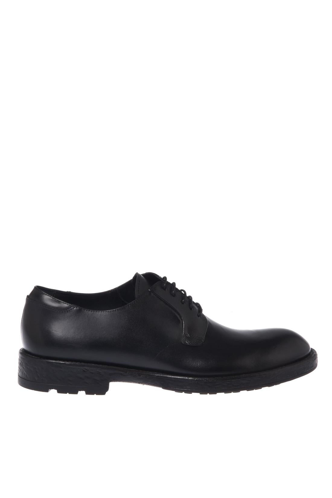 Baldinini-Black aged leather lace-ups-Flache Schuhe-Black-Deal-Outlet-by-ARCHIVIST
