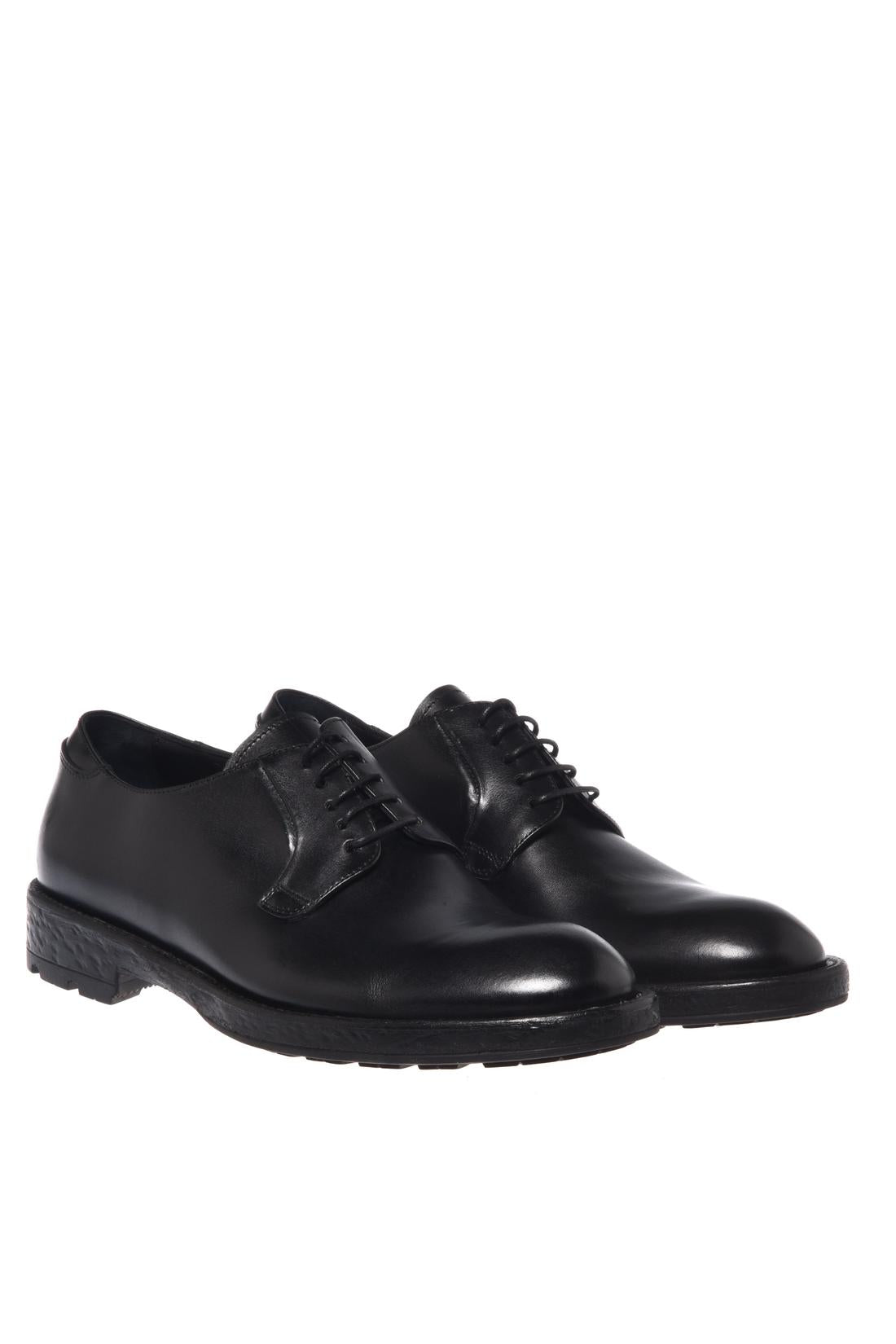 Baldinini-Black aged leather lace-ups-Flache Schuhe-Black-Deal-Outlet-by-ARCHIVIST