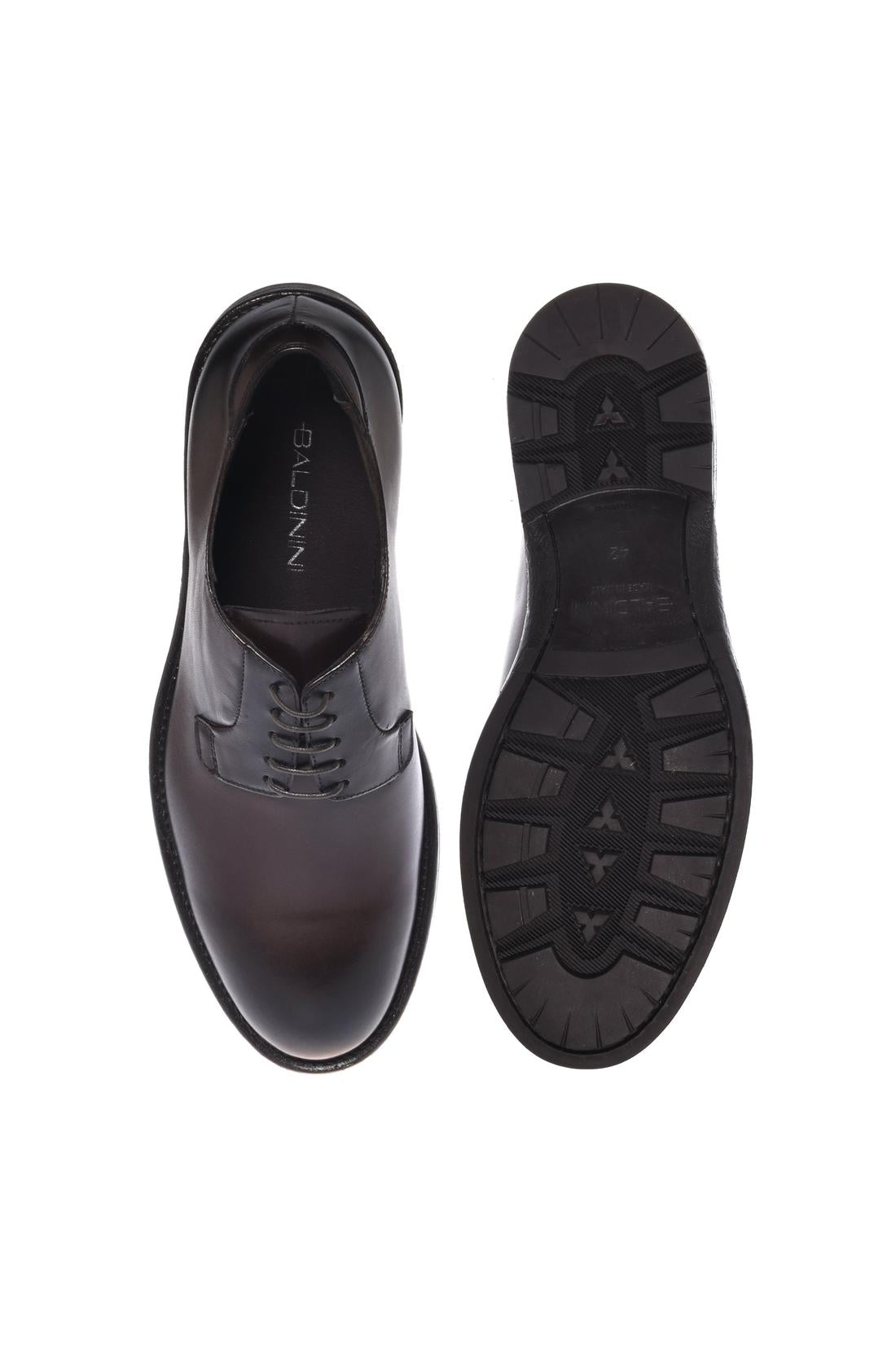 Baldinini-Dark brown aged leather lace-ups-Flache Schuhe-Black-Deal-Outlet-by-ARCHIVIST