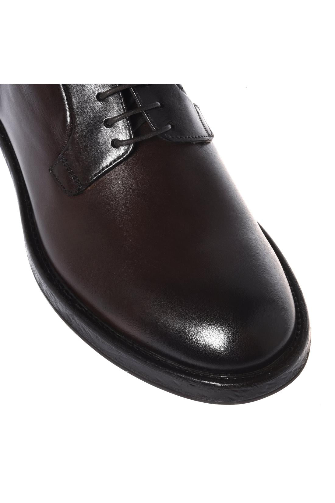 Baldinini-Dark brown aged leather lace-ups-Flache Schuhe-Black-Deal-Outlet-by-ARCHIVIST
