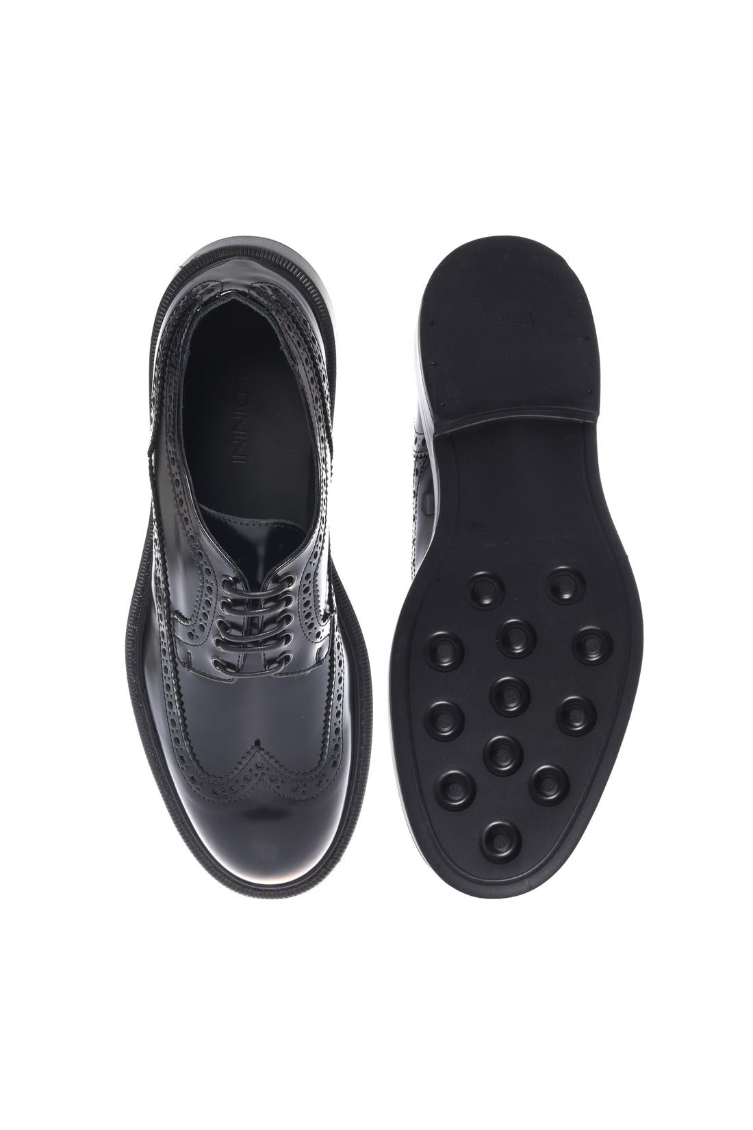 Baldinini-Black brushed leather lace-ups-Flache Schuhe-Black-Deal-Outlet-by-ARCHIVIST