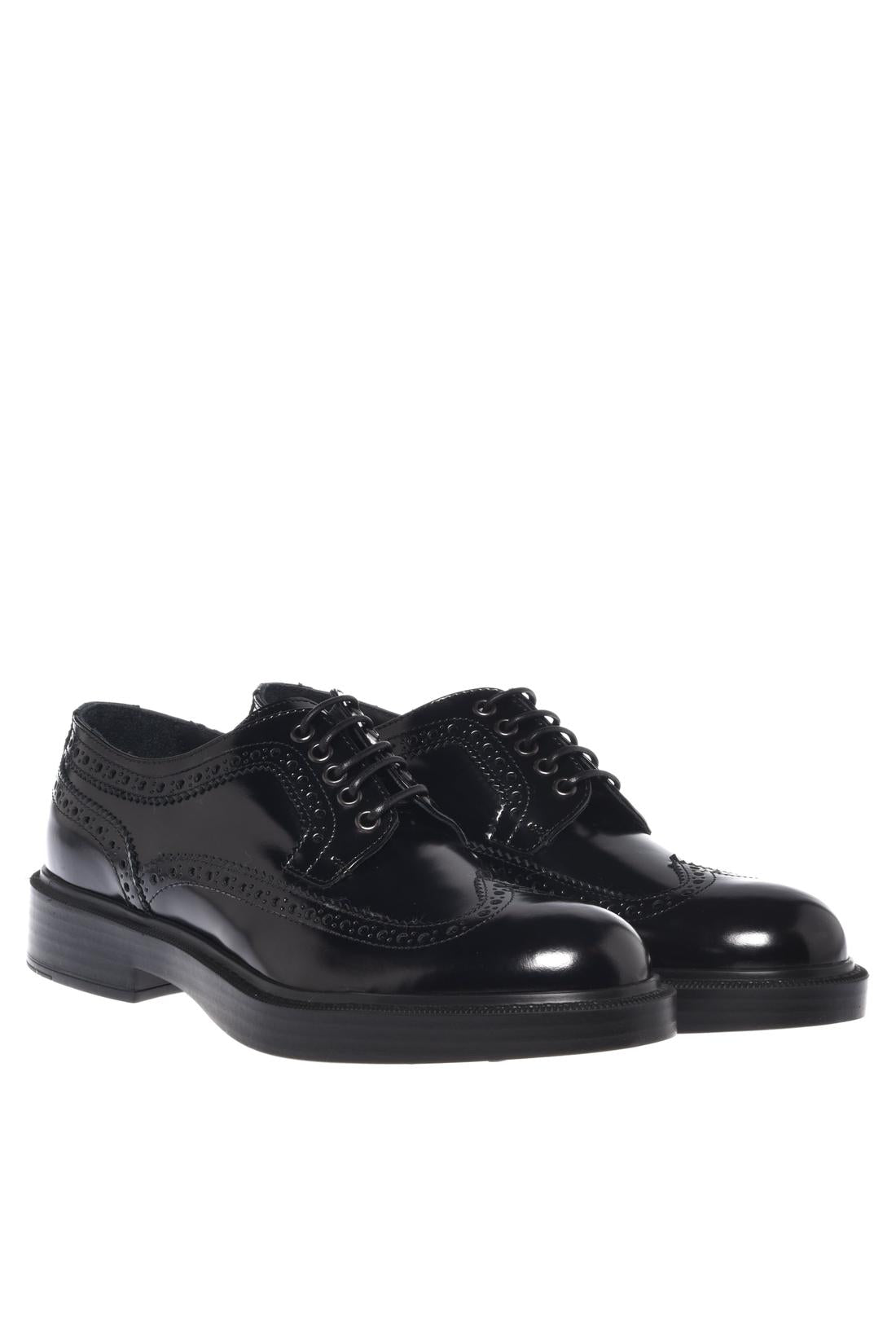 Baldinini-Black brushed leather lace-ups-Flache Schuhe-Black-Deal-Outlet-by-ARCHIVIST