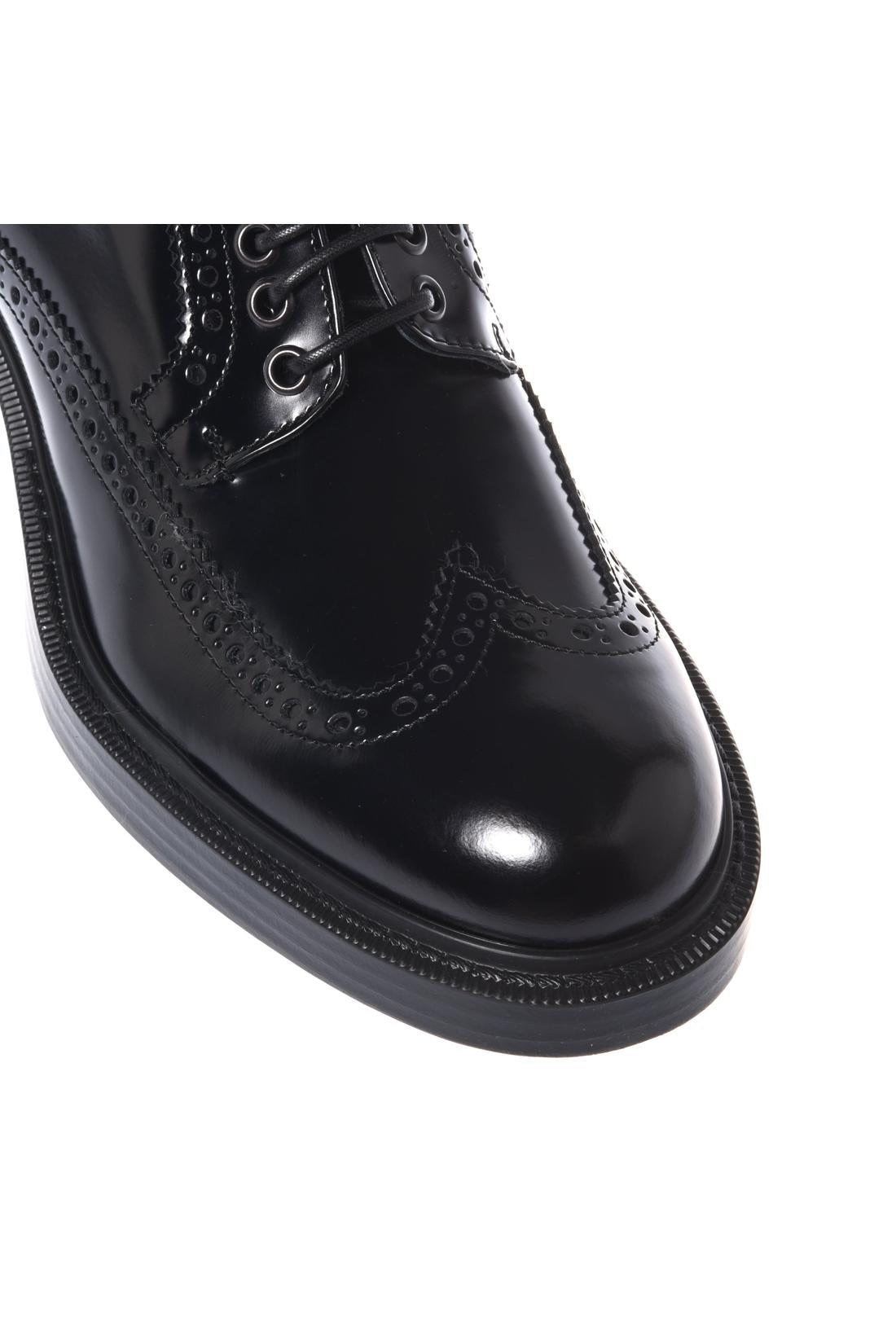 Baldinini-Black brushed leather lace-ups-Flache Schuhe-Black-Deal-Outlet-by-ARCHIVIST