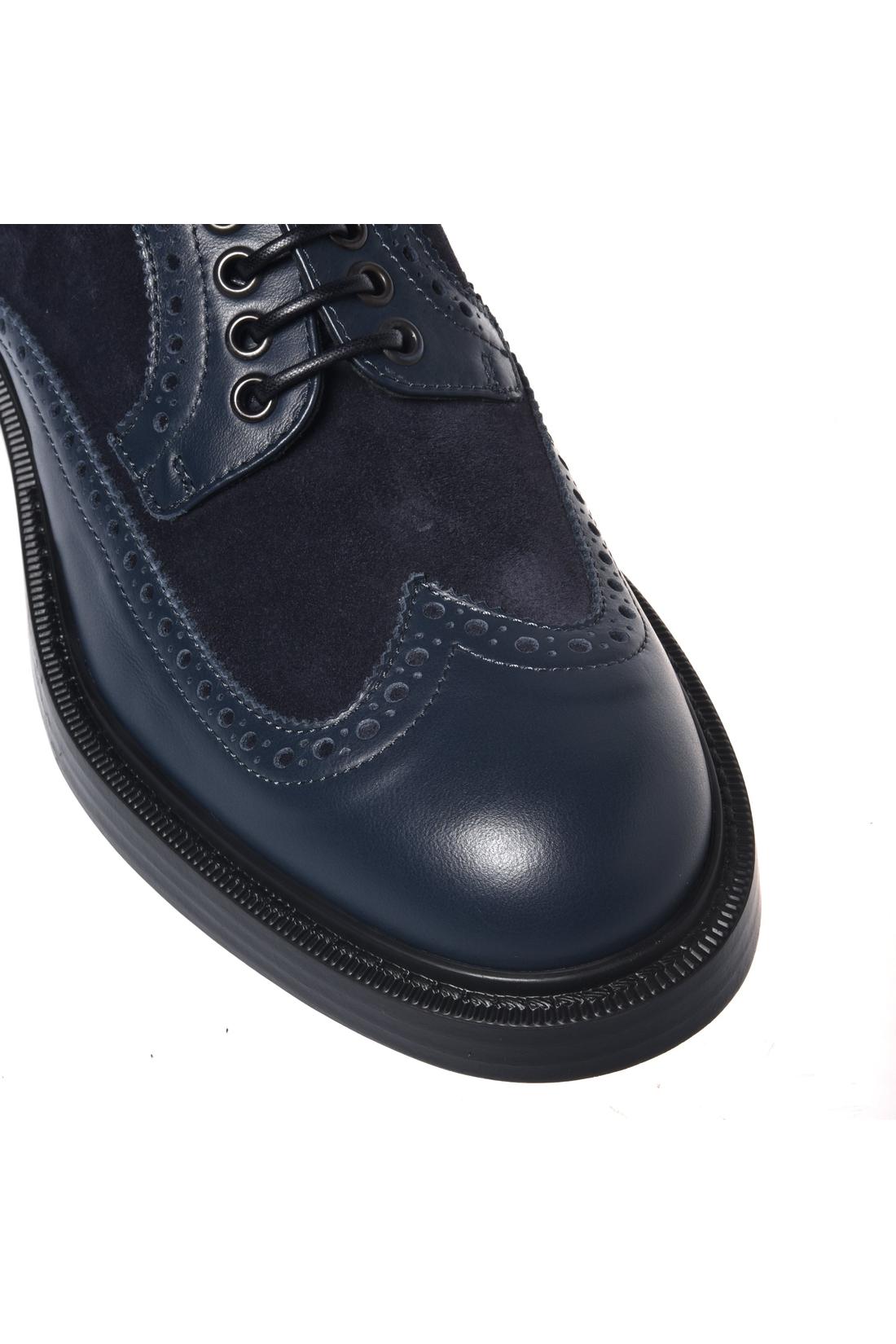 Derby shoe in blue suede and leather