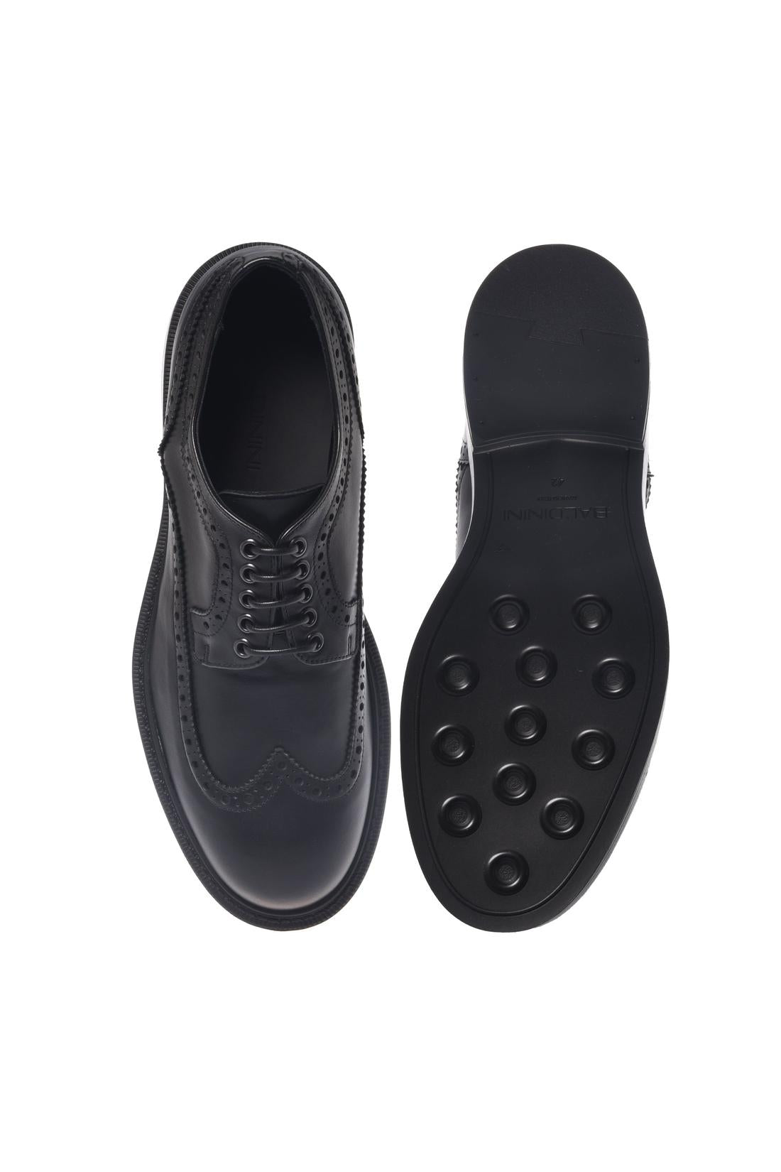 Baldinini-Black leather lace-up shoes﻿-Flache Schuhe-Black-Deal-Outlet-by-ARCHIVIST