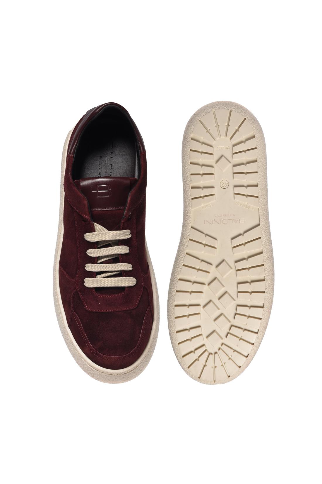 Burgundy suede leather trainers