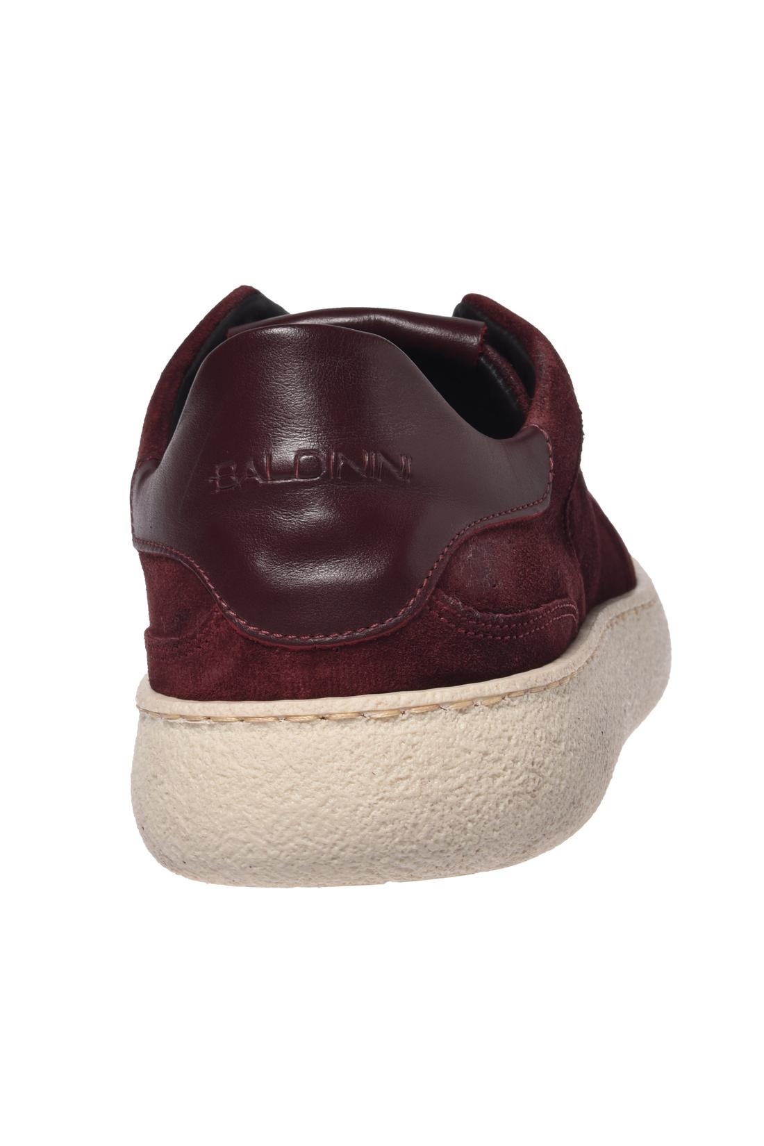 Burgundy suede leather trainers