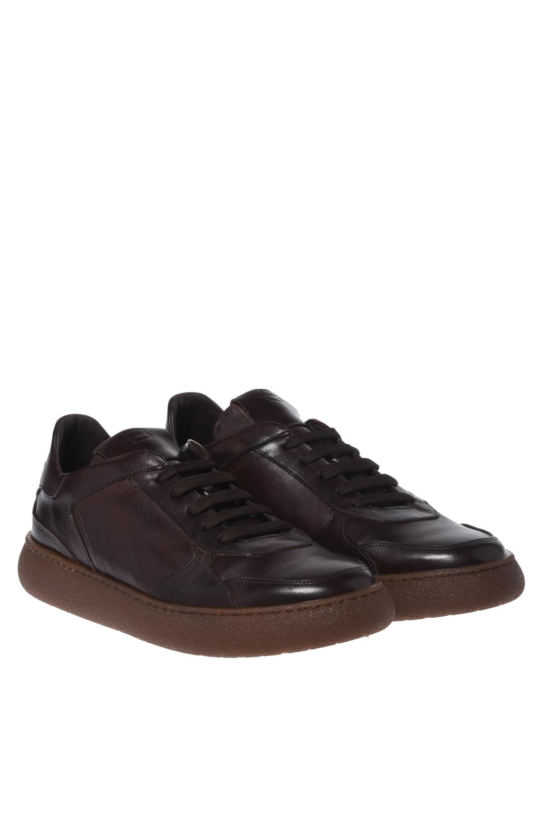 Baldinini-Washed-out dark brown leather trainers-Sneaker-Black-Deal-Outlet-by-ARCHIVIST