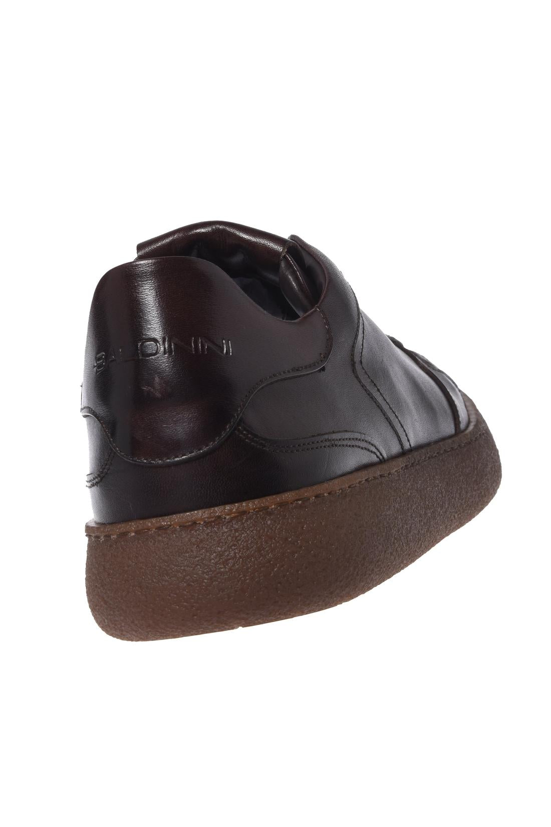 Baldinini-Washed-out dark brown leather trainers-Sneaker-Black-Deal-Outlet-by-ARCHIVIST